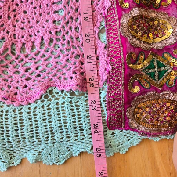 Mint Green Crochet & Embroidered Skirt | Roselani Jasmin | Size Medium - Picture 7 of 11